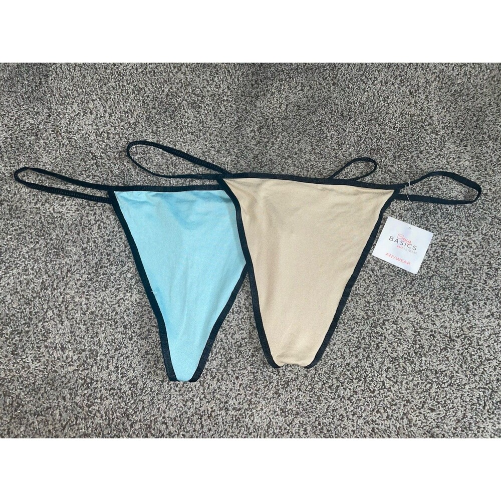 NWT Sexy Basics 3XL Strappy G-String Thong 2-Pack Aqua Nude